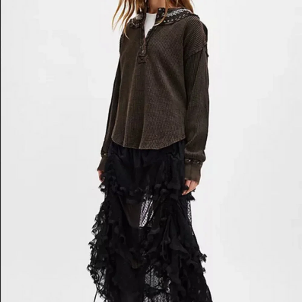 Free People We The Free Holly Henley Top Duck Combo New XS